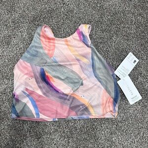 Athleta L Conscious Crop Printed D-DD+ Sports Bra Multicolor Workout Soft $64 Re